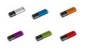 Set of multi colored usb flash drive on white background. Royalty Free Stock Photo