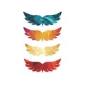 set of multi colorful elegant angel wing logo and icon
