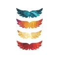 Set of multi colorful elegant angel wing logo and vector icon