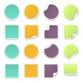 Set of multi-colours stickers with rounded corners in different shapes. Royalty Free Stock Photo