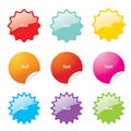 Set of multi-colours stickers with rounded corners in different shapes. Vector illustration Royalty Free Stock Photo