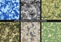 Set of Multicam Camouflage seamless patterns. Camo clothes. Royalty Free Stock Photo