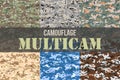 Set of Multicam Camouflage seamless patterns Royalty Free Stock Photo