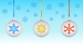 Set of multicolor 3D pattern Christmas tree glass balls decoration with ribbon Royalty Free Stock Photo