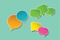 set of multicolor speech bubbles shape isolated on green background Royalty Free Stock Photo