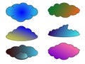 Set of multicolored clouds for the internet and weather forecasts