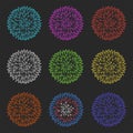Set of multicolored flashes of fireworks mockup. Pyrotechnic template element for the decor of the holiday, festival or carnival Royalty Free Stock Photo