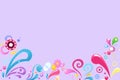 Set of multicolored floral patterns on a purple background, illustration Royalty Free Stock Photo