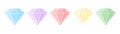 Set of multicolored gemstones isolated on white background. Vector illustration