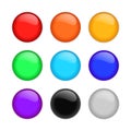 Set of multicolored glass spheres with shadows