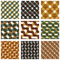 Set of multicolored grate seamless patterns with parallel ribbon