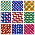 Set of multicolored grate seamless patterns