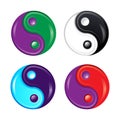 Set of multicolored hand drawn Yin Yang circle symbols