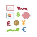 Set of multicolored icons about business and money. EPS 10 vector illustration Royalty Free Stock Photo