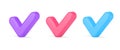 Set multicolored isometric check mark icon symbol of done, ok, complete, accept 3d isometric icon