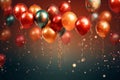 Set of multicolored metallic glossy balloons with strings. For birthdays, parties, weddings or promotion banners or