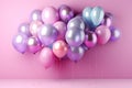 Set of multicolored metallic glossy colors balloons with strings. For birthdays, parties, weddings or promotion banners