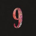 set of multicolored numbers on dark background, chalk effect, 3d illustration, nine, 3d illustration, euro sign