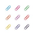 Set of multicolored paper clips, vector illustration. Royalty Free Stock Photo