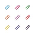 Set of multicolored paper clips, vector illustration. Royalty Free Stock Photo