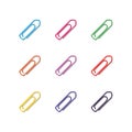 Set of multicolored paper clips, vector illustration. Royalty Free Stock Photo