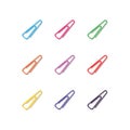 Set of multicolored paper clips, vector illustration. Royalty Free Stock Photo