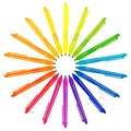 Set of multicolored pens placed in a circle