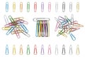 Set of multicolored plastic clips on a white background