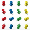 Set of multicolored push office pin. 3d push pin. Royalty Free Stock Photo