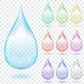 Set of multicolored transparent drops