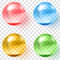 Set of multicolored transparent glass spheres with shadows Royalty Free Stock Photo