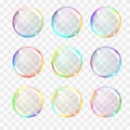 Set of multicolored transparent glass spheres. Transparency only Royalty Free Stock Photo