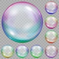 Set of multicolored transparent soap bubbles Royalty Free Stock Photo