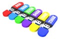 Set of multicolored USB flash drive Royalty Free Stock Photo