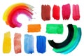 Set of multicolored watercolor brush strokes isolated on a white background. Royalty Free Stock Photo