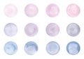 A set of multicolored watercolor circles, dots, spots in light pastel shades, hand-drawn Royalty Free Stock Photo