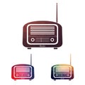 Set Multicolors vintage radio Royalty Free Stock Photo