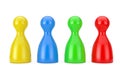 Set of Multicolour Board Game Pawn Figures Mockup. 3d Rendering