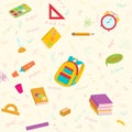 Multicolour vector seamless pattern with school supplies and stationery Royalty Free Stock Photo