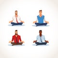 Set of Meditating Business People Flat Vectors