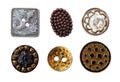 Set of a multiple old sew-through cloth buttons isolated Royalty Free Stock Photo