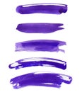 Set of multiple straight watercolor purple paint