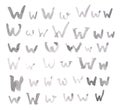 Set of multiple W letters isolated Royalty Free Stock Photo