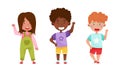 Set of multiracial children waving their hands in greeting cartoon vector illustration Royalty Free Stock Photo