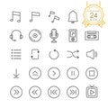 Set of music, audio, sound sign and symbols icons on white background. Royalty Free Stock Photo