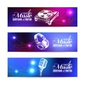 Set of music banners. Hand drawn illustrations and typography design