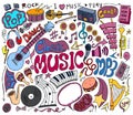 Set of Music doodle vector. Creative colour art hand draw illustration on white eps10 Royalty Free Stock Photo