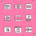 Set Music equalizer, Online play video, Rewind button, Play, MP3 file, Add playlist and icon. Vector Royalty Free Stock Photo