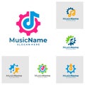 Set of Music Gear Logo Vector Icon Illustration. Gear Music logo design template