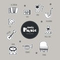 Music hand drawn doodle icons set. Royalty Free Stock Photo